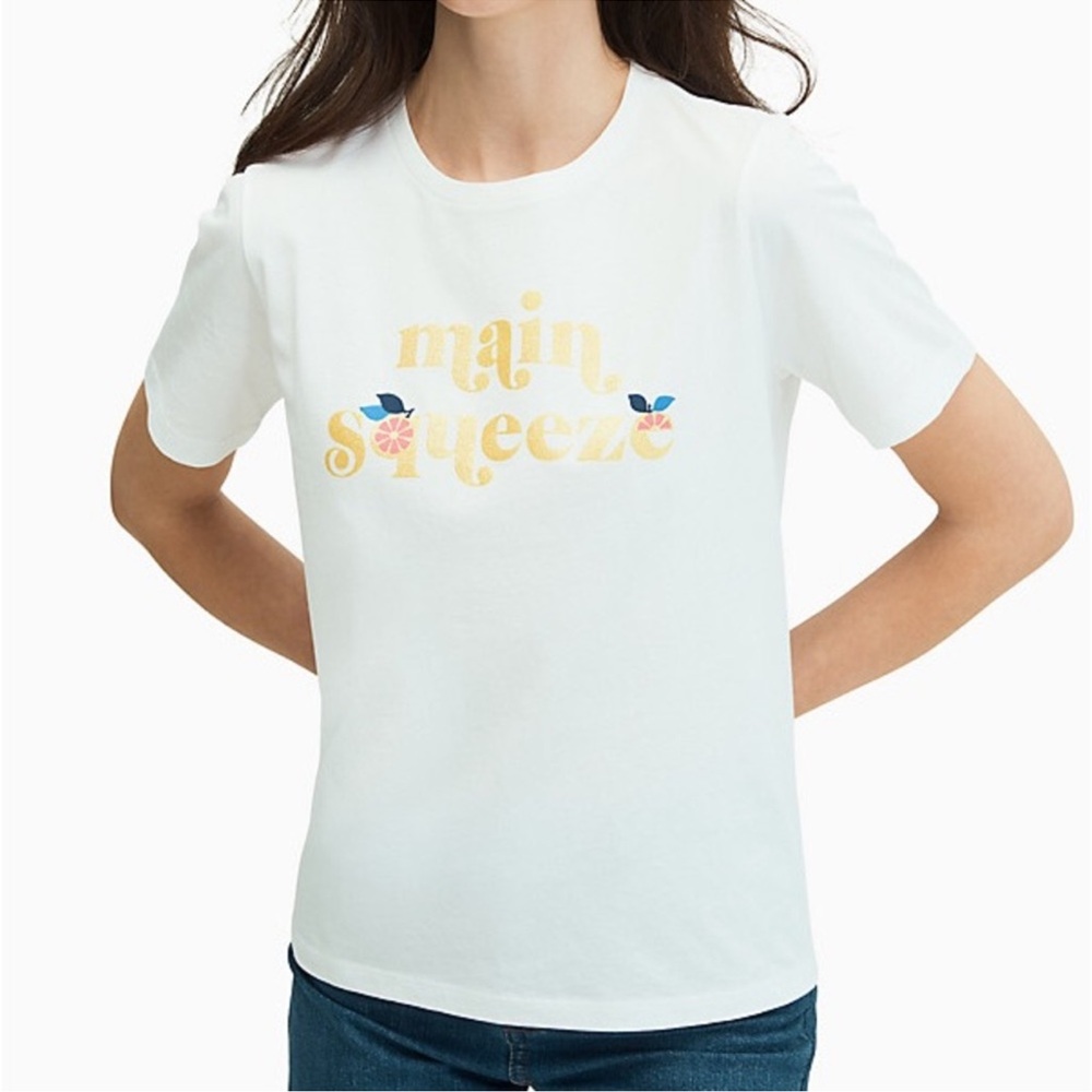 kate spade White Tee with Yellow Print